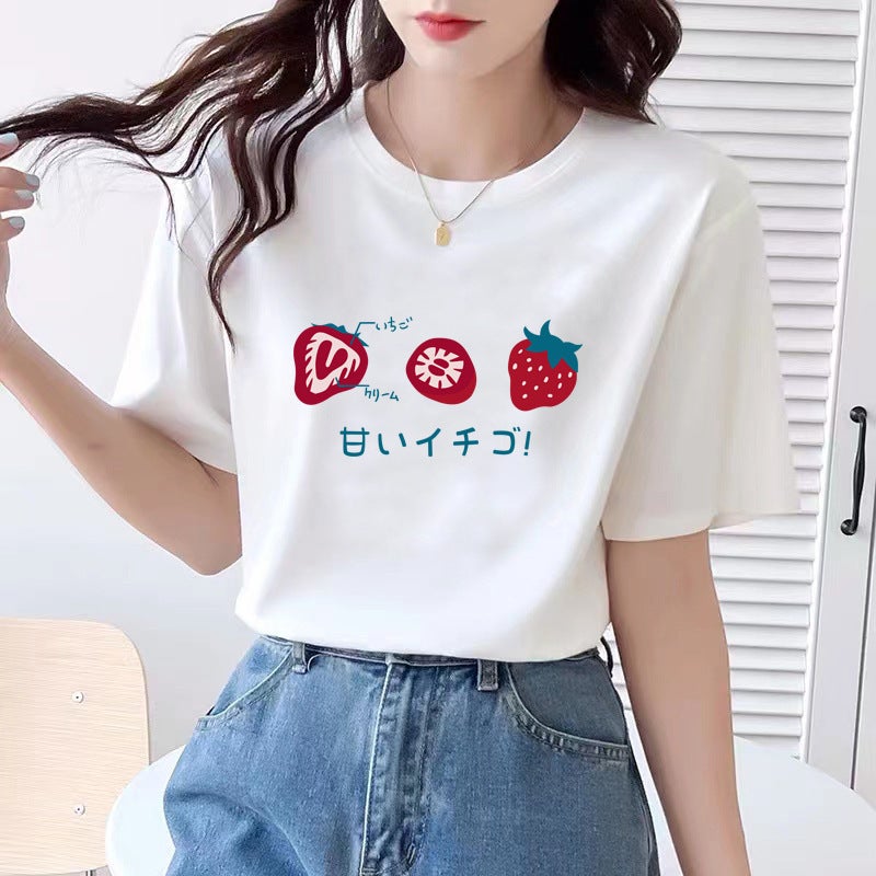 2025 Short-Sleeved T-Shirt Women'S Korean-Style Loose All-Match Top Round Neck Ins Trendy T-Shirt - Image 3