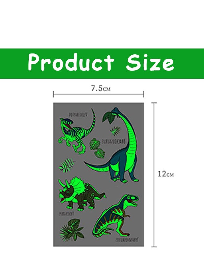 إم إكس إن 15 ورقة وشم مؤقت على شكل ديناصور مضيء للأطفال يتوهج في الظلام مقاوم للماء ملصق وشم مؤقت على شكل ديناصور للهالوين ومستلزمات حفلات أعياد الميلاد وهدايا الأفلام - Image 2