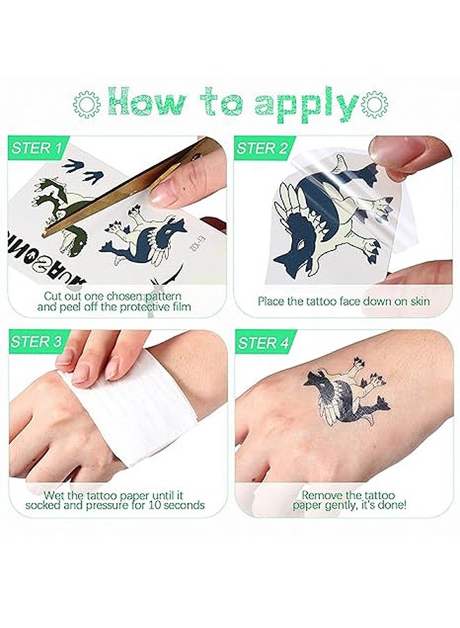 إم إكس إن 15 ورقة وشم مؤقت على شكل ديناصور مضيء للأطفال يتوهج في الظلام مقاوم للماء ملصق وشم مؤقت على شكل ديناصور للهالوين ومستلزمات حفلات أعياد الميلاد وهدايا الأفلام - Image 5