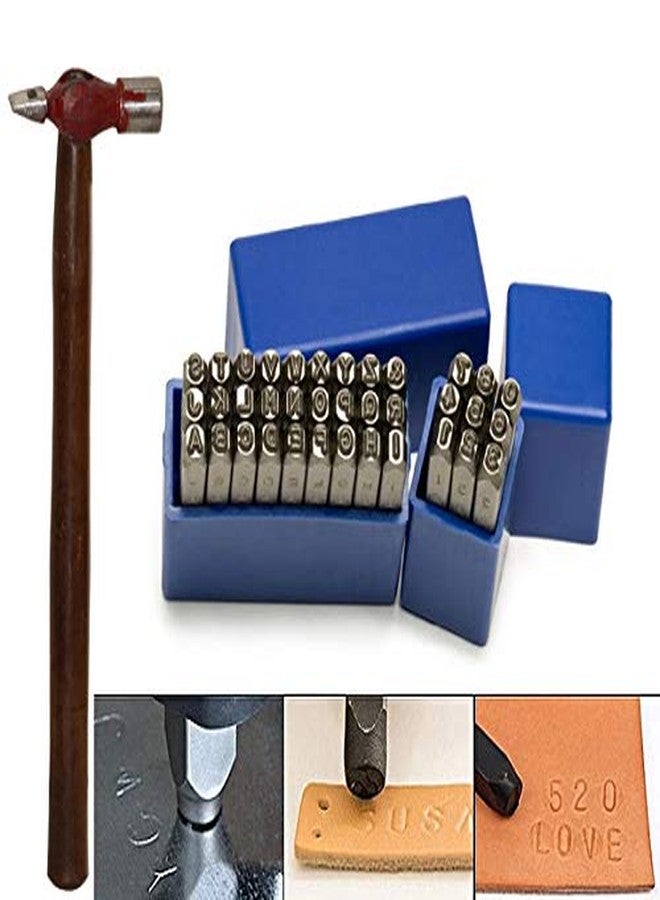 Digital Craft Size 1/4" (6.35MM) Steel Die Metal Stamping kit Punch Tool Number Letter Alphabet Stamps Tools DIY Jewelry Gold Silver Metal Leather Logo Stamp with Safety Hand Gloves & 200grm Hammer - Image 1