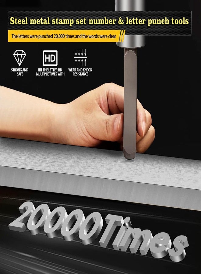 Digital Craft Size 1/4" (6.35MM) Steel Die Metal Stamping kit Punch Tool Number Letter Alphabet Stamps Tools DIY Jewelry Gold Silver Metal Leather Logo Stamp with Safety Hand Gloves & 200grm Hammer - Image 3