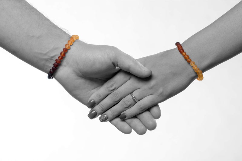 AMBERAGE Natural Baltic Amber Bracelet for Adults (Women/Men) - Hand Made from Raw-Unpolished/Certified Baltic Amber Beads(6 Colors) (7, Raw-Unpolished Rainbow) - Image 4