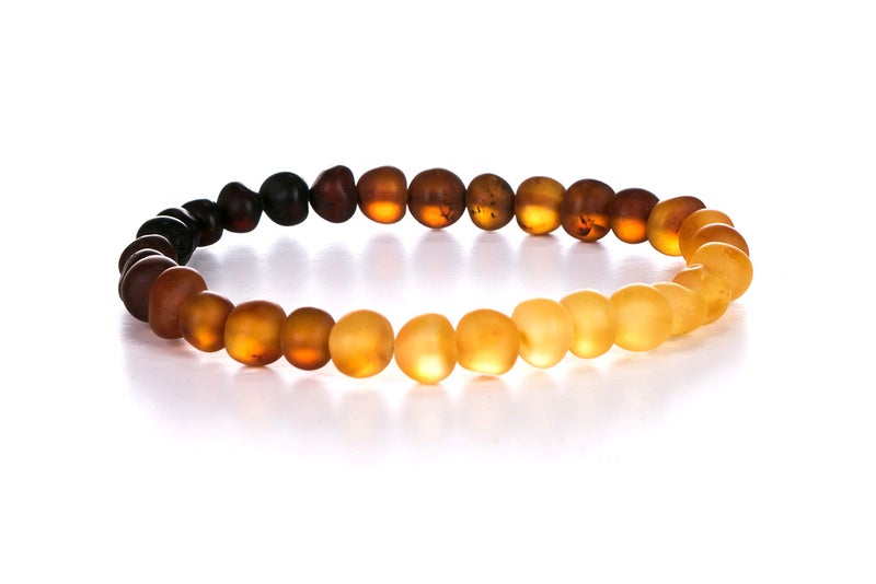 AMBERAGE Natural Baltic Amber Bracelet for Adults (Women/Men) - Hand Made from Raw-Unpolished/Certified Baltic Amber Beads(6 Colors) (7, Raw-Unpolished Rainbow) - Image 1