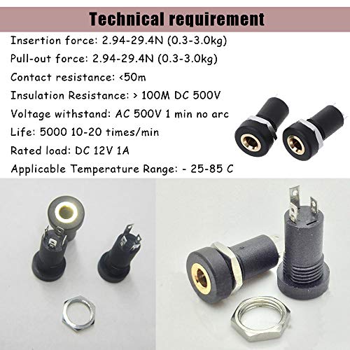 Ximimark 4pcs 3.5mm Audio Video Connector with Nut - Black - Image 3