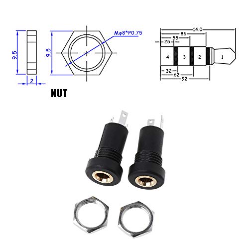 Ximimark 4pcs 3.5mm Audio Video Connector with Nut - Black - Image 4