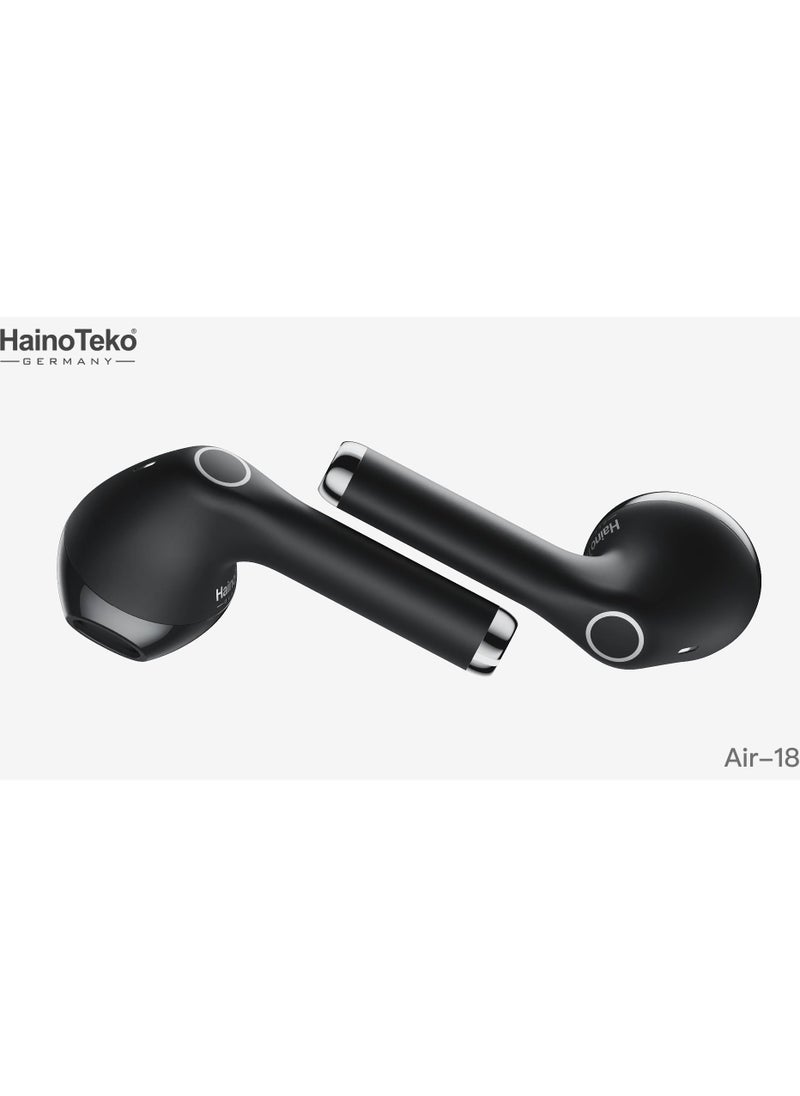 Haino Teko Haino Teko Air 18 True Wireless Earphone With Super Clear Microphone Multi Functional Touch Control Designed For Android Mobiles and Tablets Black  - Image 2