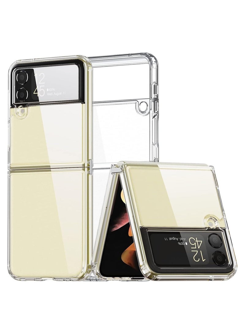 Case for Samsung Galaxy Z flip 4 5G 2022, Clear Slim Phone Case with Transparent Hard PC Back, Soft TPU Edges, Hinge, Non-Yellowing Shockproof Thin Protective Cover - Image 1