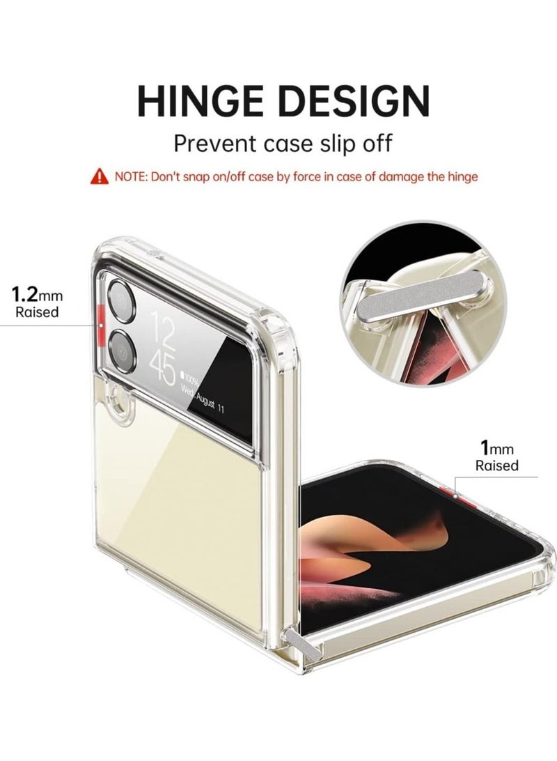 Case for Samsung Galaxy Z flip 4 5G 2022, Clear Slim Phone Case with Transparent Hard PC Back, Soft TPU Edges, Hinge, Non-Yellowing Shockproof Thin Protective Cover - Image 3
