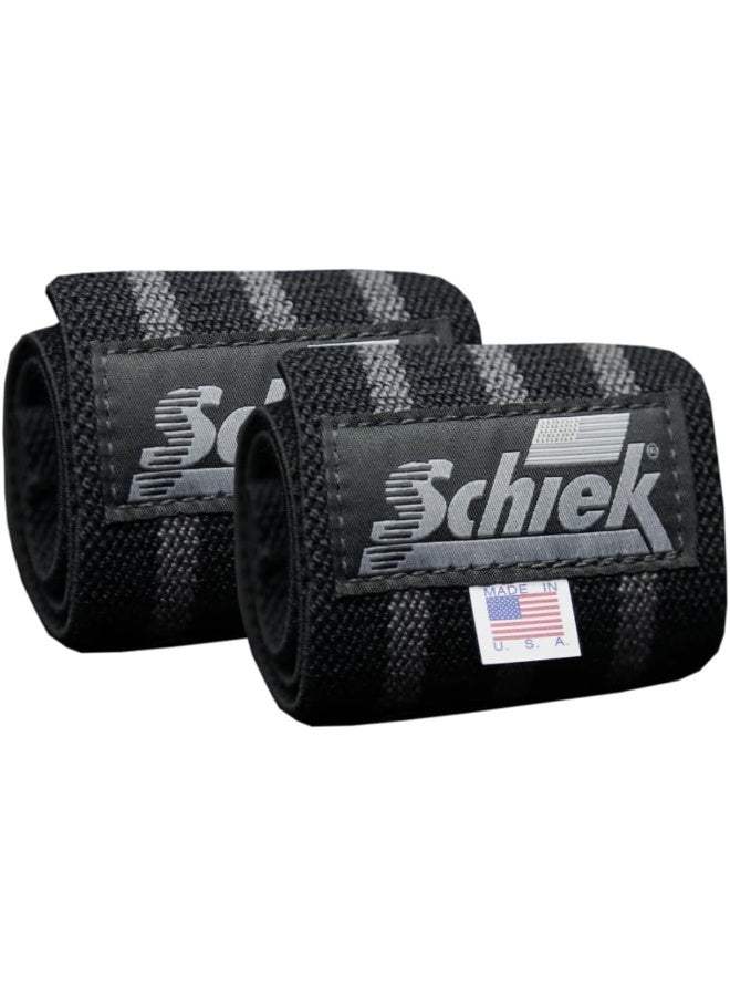 Schiek أربطة المعصم الثقيلة للألعاب الرياضية - دعم المعصم لتمارين الصالة الرياضية - أربطة المعصم بخط أسود - Image 1