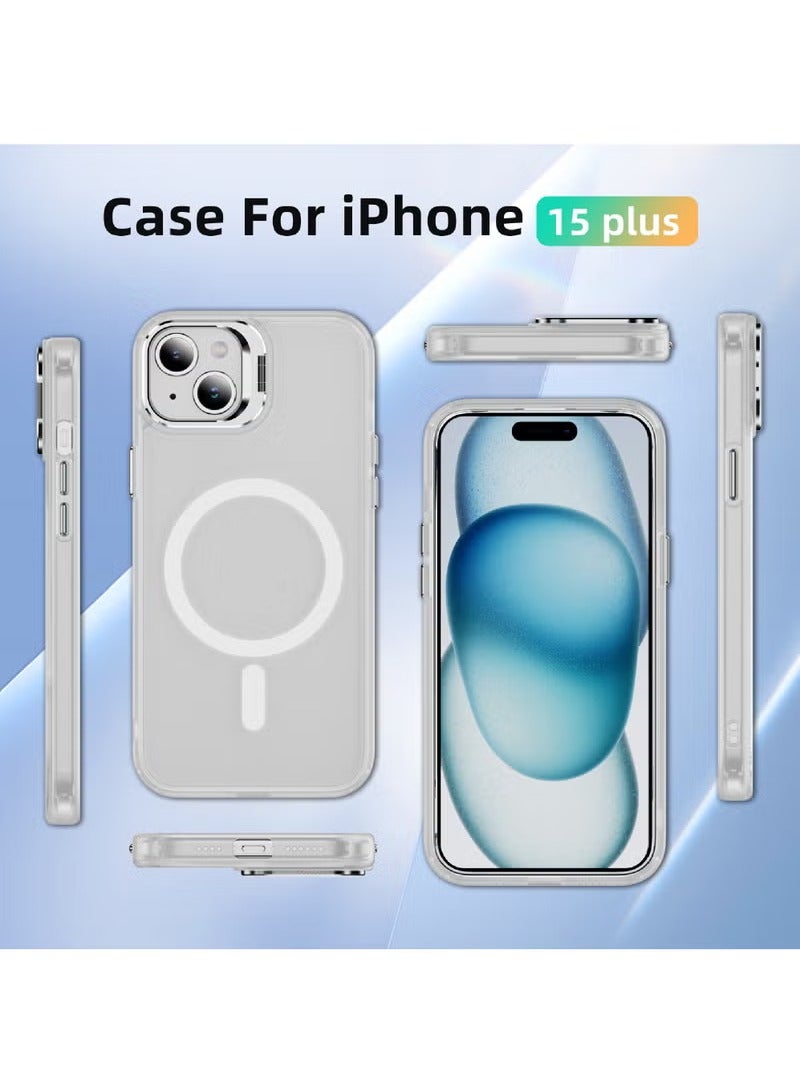 Rock Pow For iPhone 15 Plus Case Compatible with MagSafe Shock Proof-Grade Protective Case Built-In Stash Stand Phone Case Scratch-Resistant Back Cover Classic Seriesr - Image 2