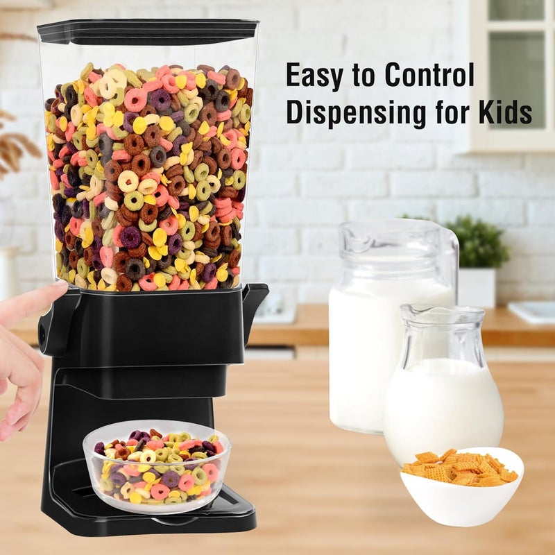 QNP Cereal Dispenser Countertop 2pcs,5.5L Cereal Containers Storage Dispenser for Pantry,Dry Food Storage Rice Containers,Candy Dispenser,Snack Organizer Machine for Grains, Nuts,Oatmeal, Pet Food Black - Image 4