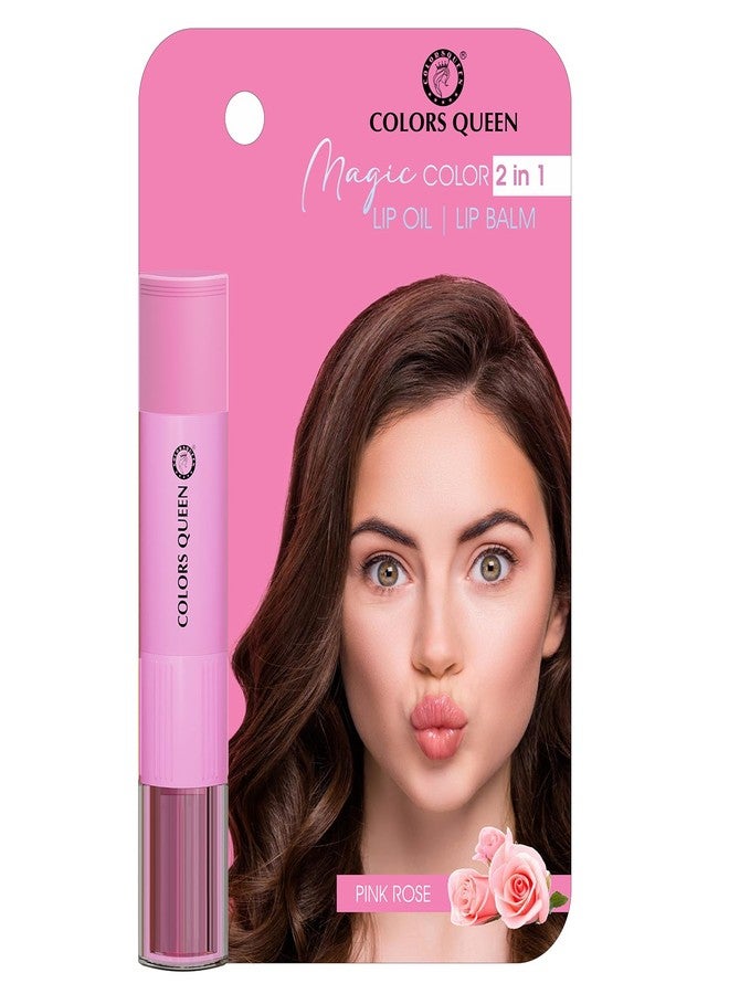 Colors Queen Magic Color 2 in1 Lip Balm & Lip Oil – Pink Rose, 4.5g | Nourishing & Moisturizing Lip oil for Dry and Chapped Lips | Tinted Lip Balm for Women Enriched with Shea Butter & Vitamin E - Image 1