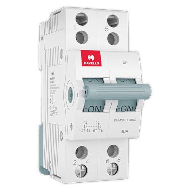 Havells PVC Plastic 40A MCB Changeover DP (Grey) (DHMGODPX040) - Image 5