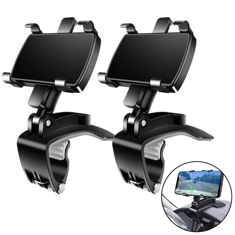FONKEN Car Phone Mount, [2 Pack] Cell Phone Holder for Car 360 Degree Rotation Dashboard Clip Mount Car Phone Holder Compatible for iPhone 11 13/12 pro Max 8 8Plus Samsung S10 S9 S8 4"~7" Smartphones - Image 1