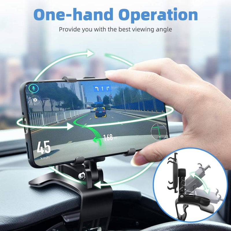 FONKEN Car Phone Mount, [2 Pack] Cell Phone Holder for Car 360 Degree Rotation Dashboard Clip Mount Car Phone Holder Compatible for iPhone 11 13/12 pro Max 8 8Plus Samsung S10 S9 S8 4"~7" Smartphones - Image 5