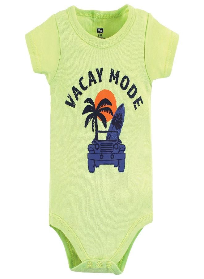 hudson baby Hudson Baby Unisex Baby Cotton Bodysuit, Shorts and Shoe Set Vacay Mode, 9-12 Months  - Image 3