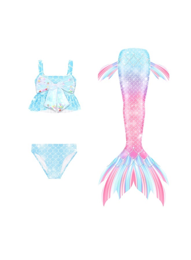 Jorunb Princess Little Mermaid Costume, Princess Dress, Mermaid Tail Fancy Dress Birthday Party Costume for Toddler Little Girls,Mermaid Tail Sets with Head Garland Necklace Earrings  - Image 2