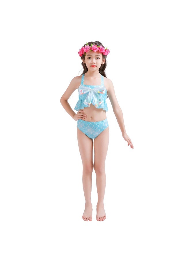 Jorunb Princess Little Mermaid Costume, Princess Dress, Mermaid Tail Fancy Dress Birthday Party Costume for Toddler Little Girls,Mermaid Tail Sets with Head Garland Necklace Earrings  - Image 5