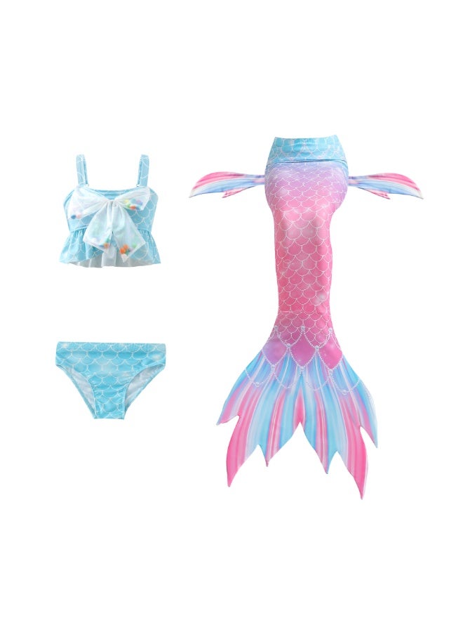 Jorunb Princess Little Mermaid Costume, Princess Dress, Mermaid Tail Fancy Dress Birthday Party Costume for Toddler Little Girls,Mermaid Tail Sets with Head Garland Necklace Earrings  - Image 4