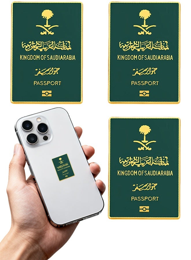 3 Pcs Saudi Arabia Passport Iron Mobile Sticker - Image 1