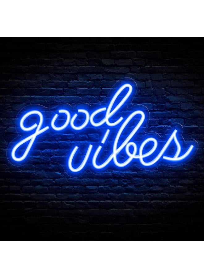 YelaJoy Blue Good Vibes Neon Sign – LED Neon Lights for Bedroom Wall Decor, 16.1 x 8.3 Inch Positive Energy Sign with USB Power, Safe & Durable for Living Room, Office, Dor - Image 1