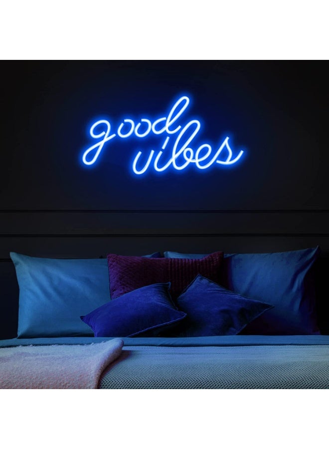 YelaJoy Blue Good Vibes Neon Sign – LED Neon Lights for Bedroom Wall Decor, 16.1 x 8.3 Inch Positive Energy Sign with USB Power, Safe & Durable for Living Room, Office, Dor - Image 2