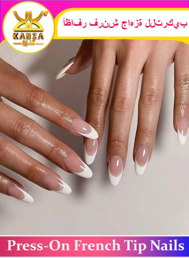Kanza 24 قطعة أظافر لاصقة، أظافر مزيفة، مجموعة أظافر مزيفة للفتيات والنساء، ملحقات فن الأظافر، أظافر لاصقة مع ملصقات لاصقة للتطبيق السهل، مجموعة أظافر لاصقة - Image 1