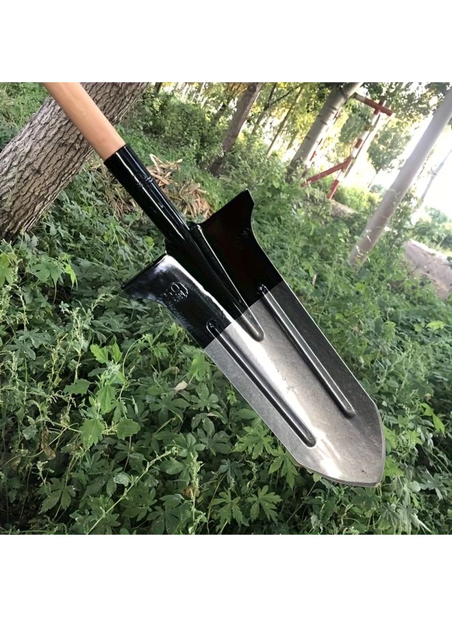Heavy Duty Manganese Steel Garden Shovel With Ergonomic Wooden Handle 1pc - Image 2