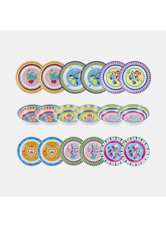 Baci milano Melamine Dinner Set 18 Pieces for 6 Persons – Mamma Mia Collection, Unbreakable Plates and Bowls, Tableware, Dinnerware, Dining, Kitchen, Home, Gift, Italian Design by Baci Milano - Image 1