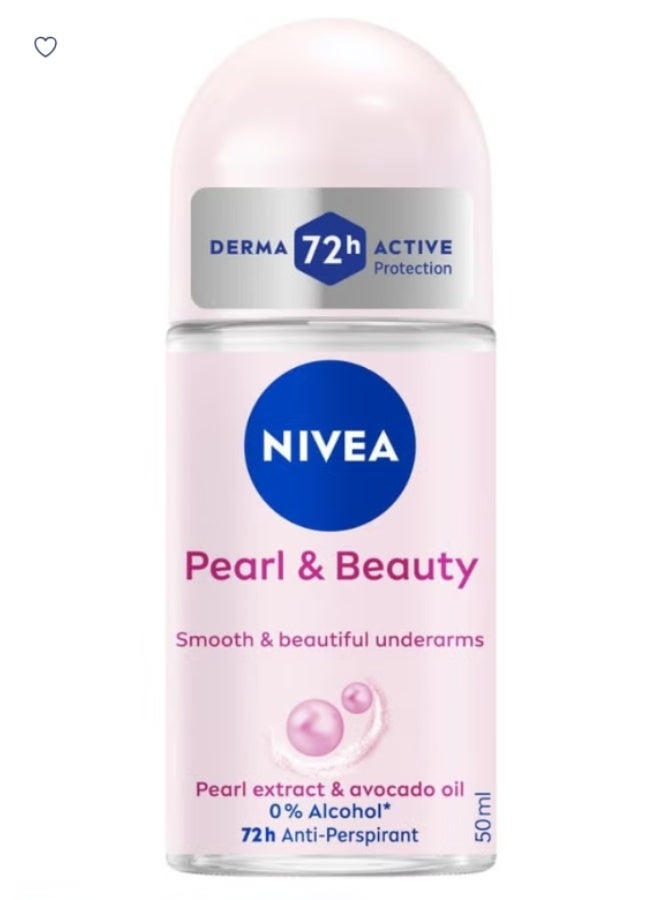 Nivea Pearl And Beauty Deo Underarm Roll On With Pearl Extracts And Avocado Oil 72 H Long Lasting Floral Scent And Dermat Approved 50 ml