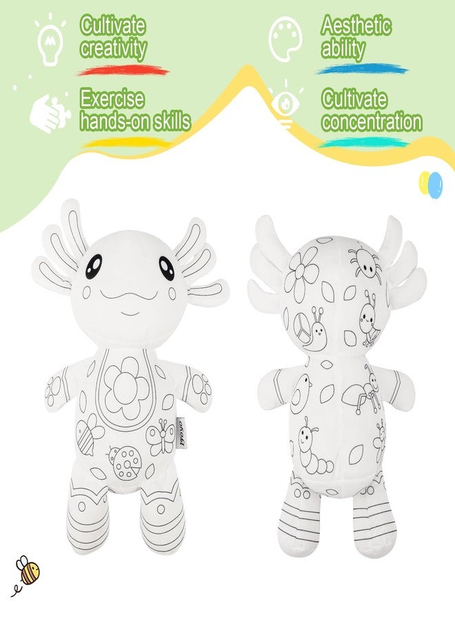 IFOYO Coloring Plush Toy with 5 Washable Markers, Creative Axolotl Airbrush Plush, Cute Stuffed Animal Doll for Ages 4-6, Surprise Kids Toy for Nursery Decor, Travel, Playtime, Birthday Gift - Image 4