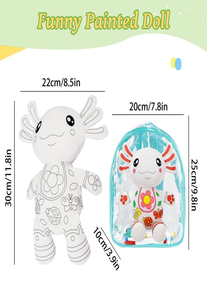 IFOYO Coloring Plush Toy with 5 Washable Markers, Creative Axolotl Airbrush Plush, Cute Stuffed Animal Doll for Ages 4-6, Surprise Kids Toy for Nursery Decor, Travel, Playtime, Birthday Gift - Image 2