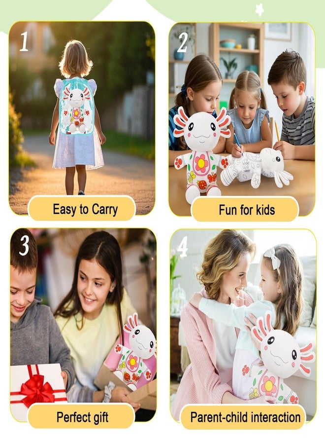 IFOYO Coloring Plush Toy with 5 Washable Markers, Creative Axolotl Airbrush Plush, Cute Stuffed Animal Doll for Ages 4-6, Surprise Kids Toy for Nursery Decor, Travel, Playtime, Birthday Gift - Image 3