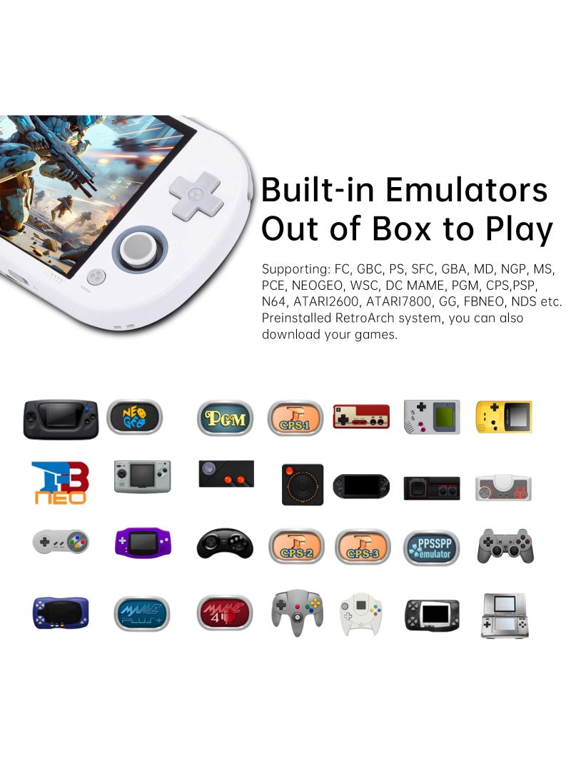 Smart Pro Open Source Handheld Game Console, Retro Arcade HD 4.96-inch IPS Screen Game Console, Linux System, 5000 mAh Large Battery (White) - Image 4