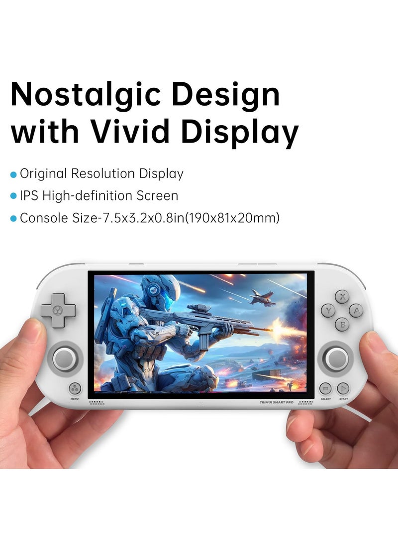Smart Pro Open Source Handheld Game Console, Retro Arcade HD 4.96-inch IPS Screen Game Console, Linux System, 5000 mAh Large Battery (White) - Image 3