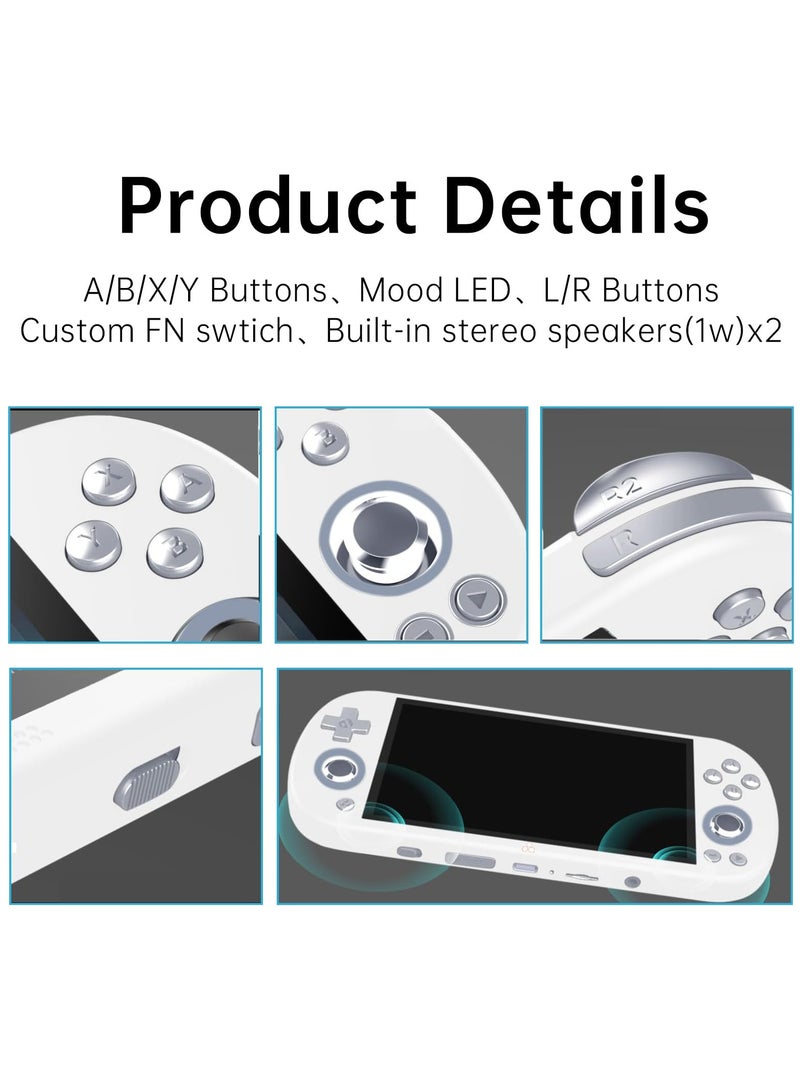 Smart Pro Open Source Handheld Game Console, Retro Arcade HD 4.96-inch IPS Screen Game Console, Linux System, 5000 mAh Large Battery (White) - Image 5