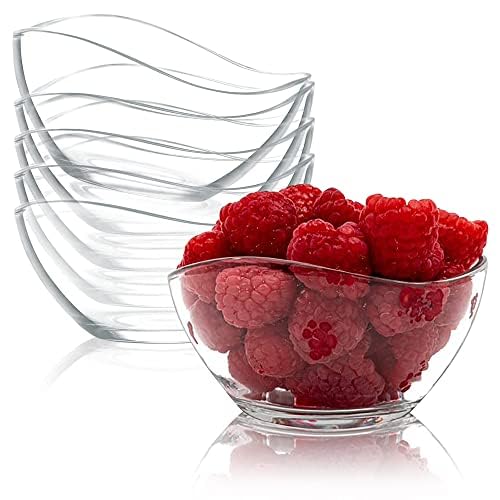 طقم أطباق حلوى فيكو 6 قطع أطباق زجاجية صغيرة سعة 10 أونصات وعاء آيس كريم أطباق حلوى أو وجبات خفيفة أطباق سلطة صغيرة وعاء تحضير المطبخ آمن للاستخدام في الميكروويف وآمن في غسالة الصحون