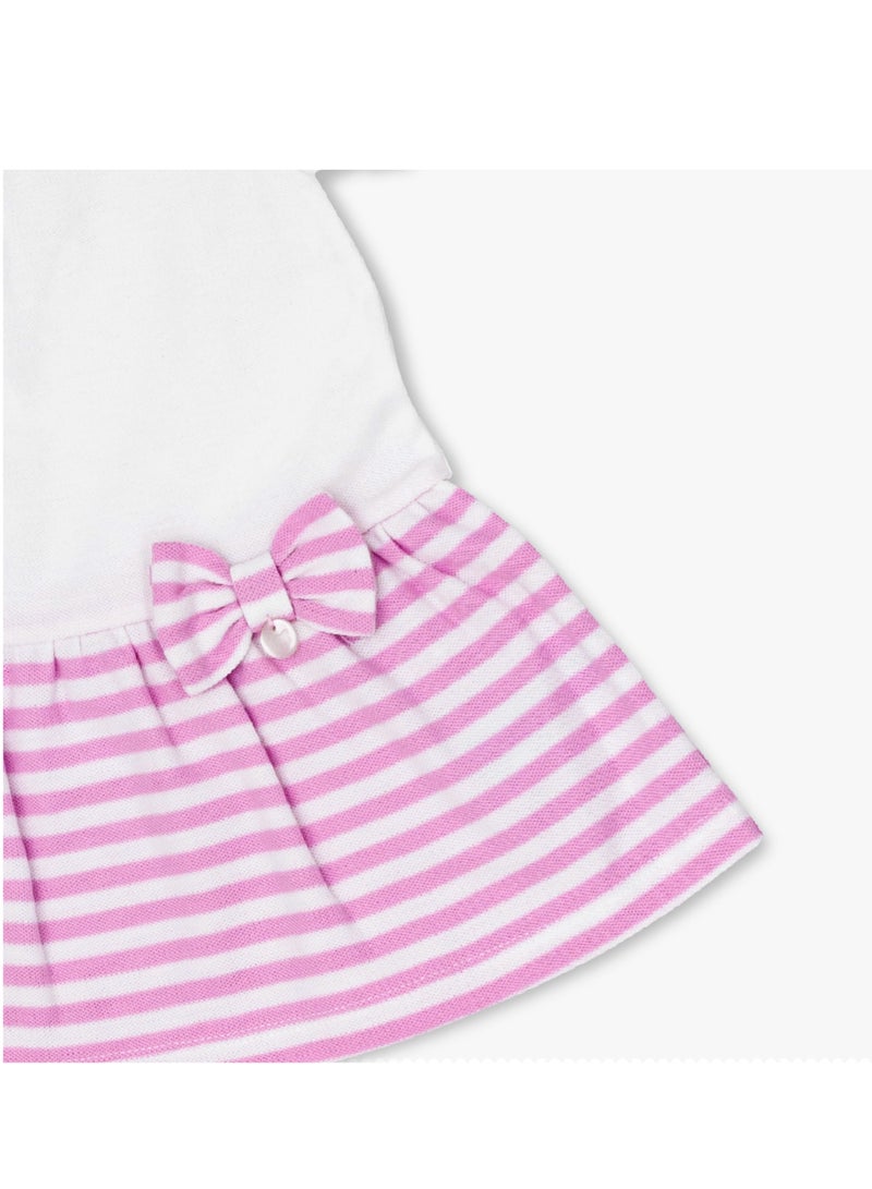 Moon MOON 100% Cotton Dress & Panties 6-9M Pink - Pink Stripes - Image 3