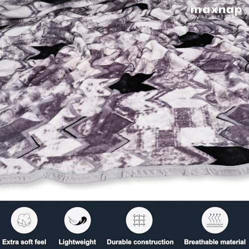 MAXNAP Cloudrest - Grey Arrow Pattern Mink Blanket for Winter – Double Bed, 300 GSM Ultra Soft & Warm Blanket, Lightweight & Breathable, 220x240 cm - Image 2