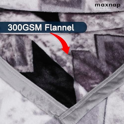 MAXNAP Cloudrest - Grey Arrow Pattern Mink Blanket for Winter – Double Bed, 300 GSM Ultra Soft & Warm Blanket, Lightweight & Breathable, 220x240 cm - Image 3