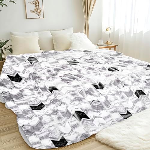 MAXNAP Cloudrest - Grey Arrow Pattern Mink Blanket for Winter – Double Bed, 300 GSM Ultra Soft & Warm Blanket, Lightweight & Breathable, 220x240 cm - Image 1
