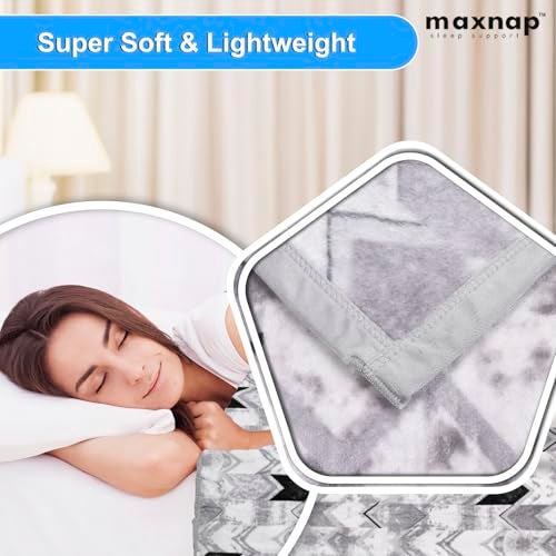MAXNAP Cloudrest - Grey Arrow Pattern Mink Blanket for Winter – Double Bed, 300 GSM Ultra Soft & Warm Blanket, Lightweight & Breathable, 220x240 cm - Image 4