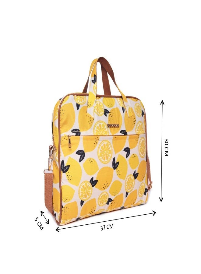 ASTRID Yellow Printed Laptop/Office Bag With Detachable Strap - Image 3