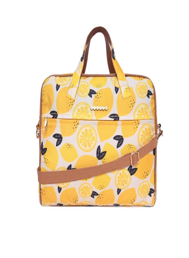 ASTRID Yellow Printed Laptop/Office Bag With Detachable Strap - Image 1