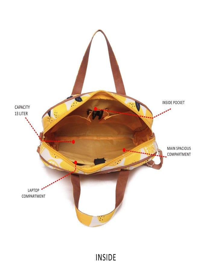 ASTRID Yellow Printed Laptop/Office Bag With Detachable Strap - Image 4
