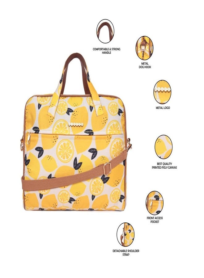 ASTRID Yellow Printed Laptop/Office Bag With Detachable Strap - Image 5