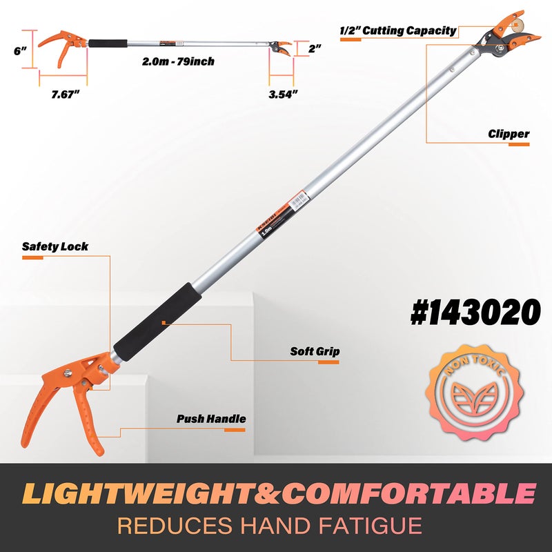 KSEIBI 143020 Long Reach Cut and Hold Bypass Pruner Max Cutting 1/2 inch (7.0 ft - 2.0m) - Image 2