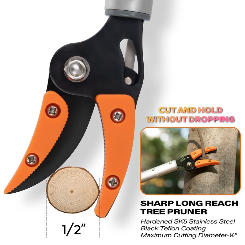 KSEIBI 143020 Long Reach Cut and Hold Bypass Pruner Max Cutting 1/2 inch (7.0 ft - 2.0m) - Image 4