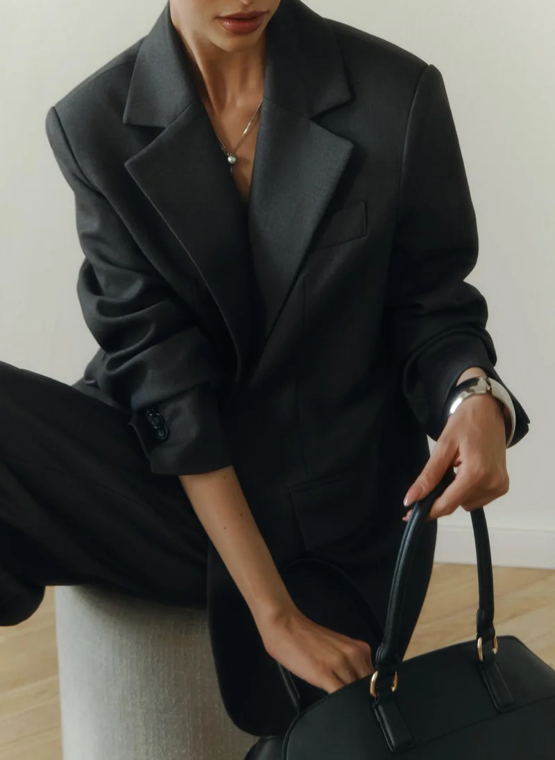 Lichi  Straight jacket in suiting fabric for Women | Best Price UAE