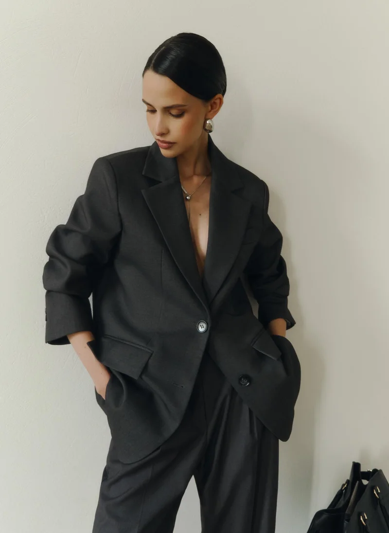 Lichi  Straight jacket in suiting fabric for Women | Best Price UAE